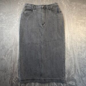 Bugle Boy Classics Vintage 90s Gray Denim Maxi Skirt High Waisted Size 10 28W